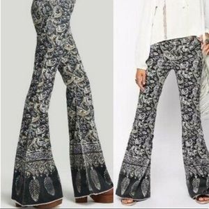 Free People Printed Corduroy Flares